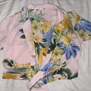 Floral Pink Wrap Top